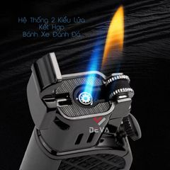 Bật lửa gas đá Honest 2 kiểu lửa kèm đục kép cho Cigar BCZ 832