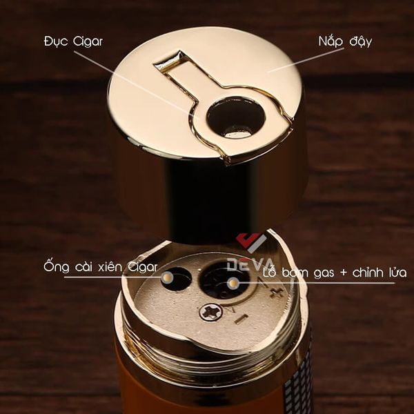 Bật lửa gas Honest khò đại 1 tia kèm que xiên và đục Cigar Cigar BCZ 852