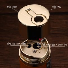 Bật lửa gas Honest khò đại 1 tia kèm que xiên và đục Cigar Cigar BCZ 852