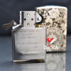 Zippo Bạc Khối Armor Khắc Hình Hoa Mẫu Đơn Các Mặt BK63