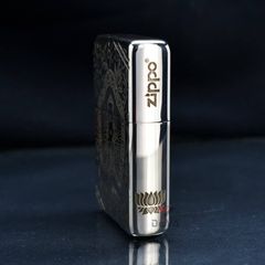 Zippo Bạc Khối Tái Bản 1937 Vintage Chặt Góc Khắc Đức Phật A Di Đà BK86