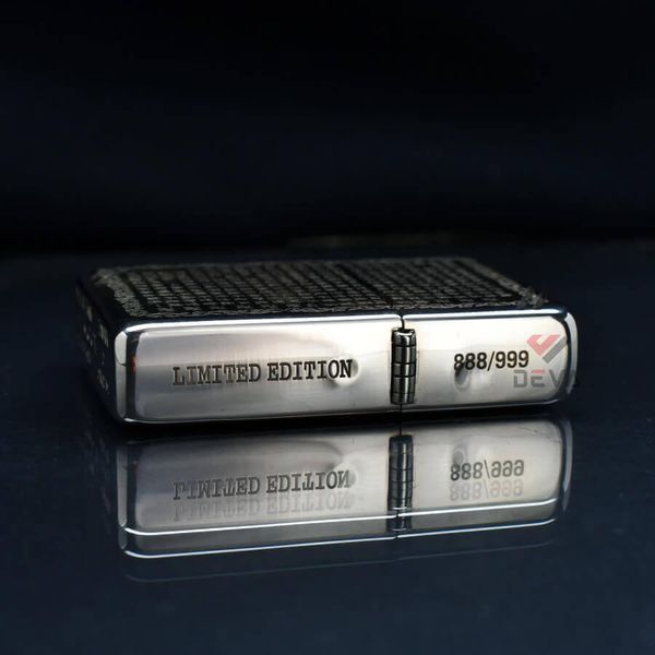 Zippo Bạc Khối Tái Bản 1937 Vintage Chặt Góc Khắc Đức Phật A Di Đà BK86