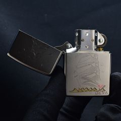 Zippo Mạ Satin Khắc Hình Thuyền Buồm Cổ ZK15