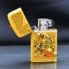 Zippo Slim Bọc Lưới Vàng Ốp Hình Mãnh Hổ Tung Cánh ZN171