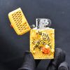 Zippo Slim Bọc Lưới Vàng Ốp Hình Mãnh Hổ Tung Cánh ZN171