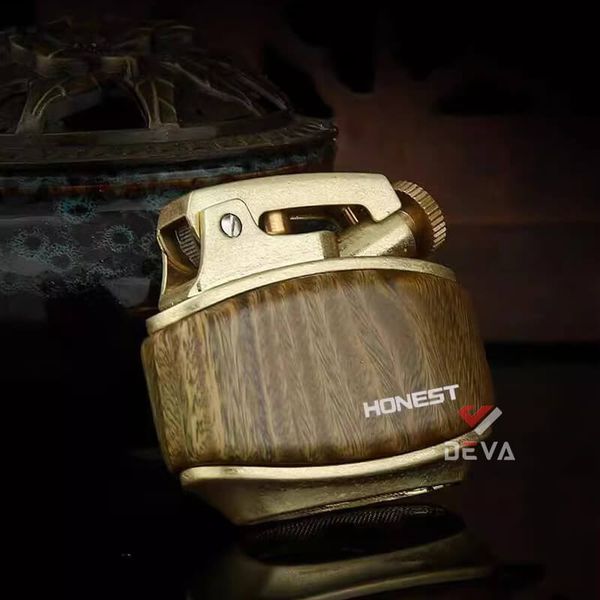 Bật lửa xăng đá Honest vỏ gỗ cao cấp đánh lửa tự động BCZ 808