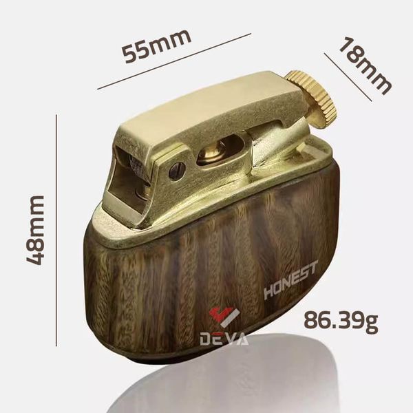 Bật lửa xăng đá Honest vỏ gỗ cao cấp đánh lửa tự động BCZ 808