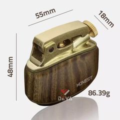Bật lửa xăng đá Honest vỏ gỗ cao cấp đánh lửa tự động BCZ 808