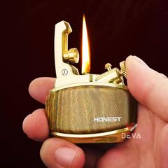 Bật lửa xăng đá Honest vỏ gỗ cao cấp đánh lửa tự động BCZ 808