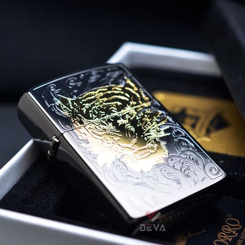 Bật Lửa Chính Hãng Zorro Bản Giới Hạn Khắc Đầu Hổ Mạ Vàng Z92128