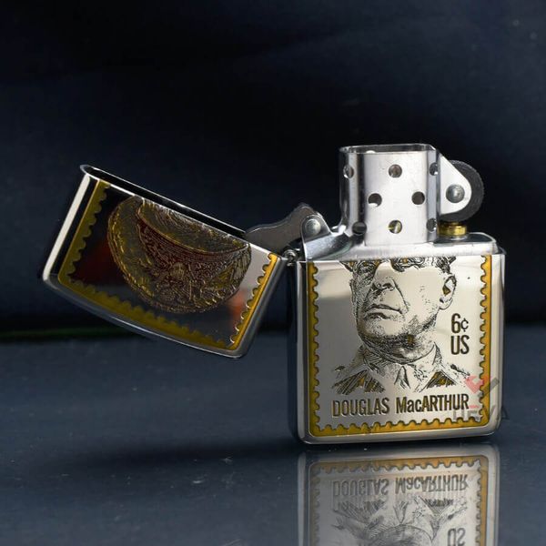 Zippo Armor Khắc Con Tem In Tướng Mỹ Douglas MacArthur ZN164