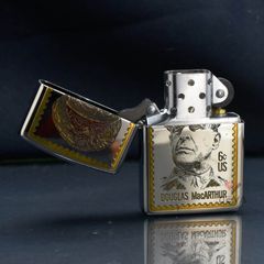 Zippo Armor Khắc Con Tem In Tướng Mỹ Douglas MacArthur ZN164
