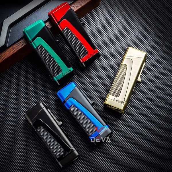 Bật lửa chính hãng Lubinski khò 3 tia kèm đục và kệ Cigar YJA 10019