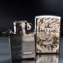 Zippo Bạc Khối Armor Khắc Chủ Đề Mãnh Hổ BK83