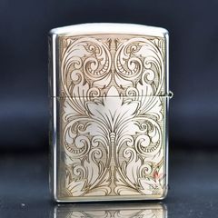Zippo Bạc Khối Khắc Hoa Văn Cổ Điển BK66
