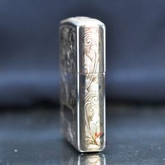 Zippo Bạc Khối Khắc Hoa Văn Cổ Điển BK66