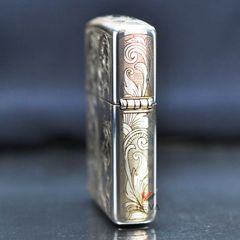 Zippo Bạc Khối Khắc Hoa Văn Cổ Điển BK66