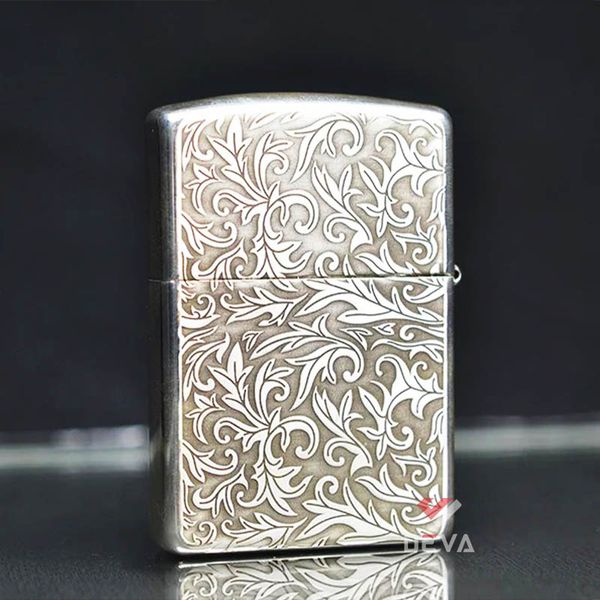 Zippo Bạc Khối Khắc Hoa Văn Cổ Điển Các Mặt BK57