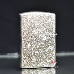 Zippo Bạc Khối Khắc Hoa Văn Cổ Điển Các Mặt BK57