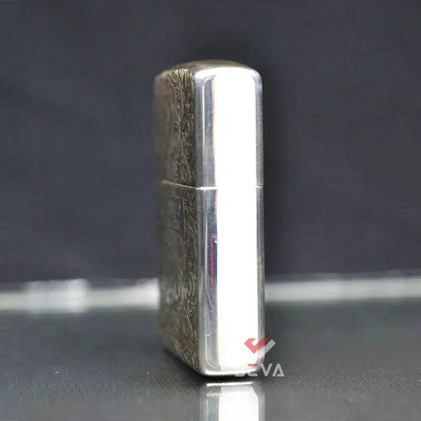 Zippo Bạc Khối Khắc Hoa Văn Cổ Điển Các Mặt BK57
