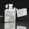 Zippo Bạc Khối Khắc Hoa Mẫu Đơn Các Mặt BK51