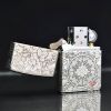 Zippo Bạc Khối Khắc Hoa Mẫu Đơn Các Mặt BK51
