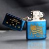 Zippo Sơn Xanh Sapphire Khắc Lá Cờ Hoa Kỳ ZK111