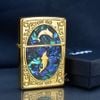 Zippo Khảm Xà Cừ Khắc Đôi Cá Heo Nhảy Múa ZN58