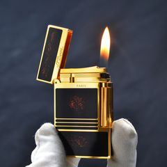 Bật lửa Dupont sơn mài đen viền vàng D133