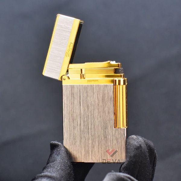 Bật Lửa Xăng Đá Calories Bạc Xước Viền Vàng CL-X02