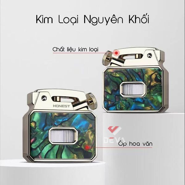 Bật lửa xăng đá Honest đánh lửa tự động có ô cửa trong suốt BCZ 849