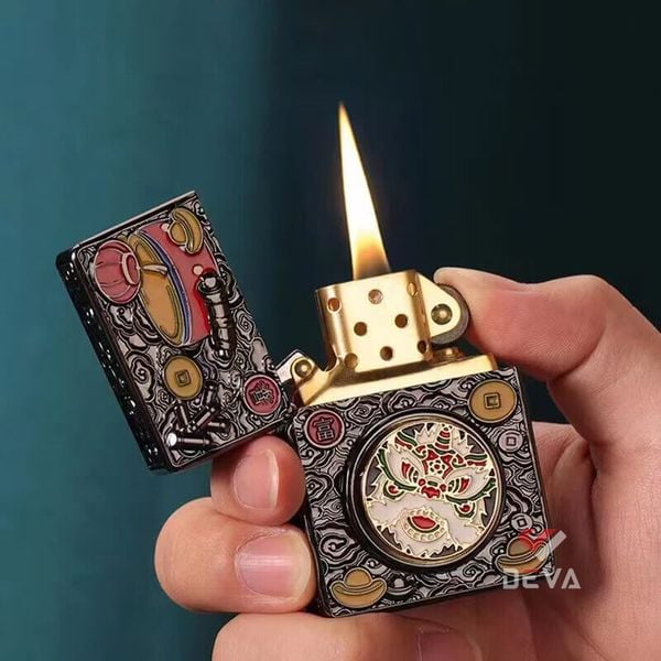 Bật lửa Zorro bọc vỏ dày vòng xoay đầu Lân may mắn Z-KJ1025