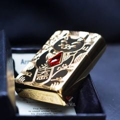 Zippo Armor Mèo Thần Tài Maneki-Neko Ốp Đá Quý Lucky Cat Z133