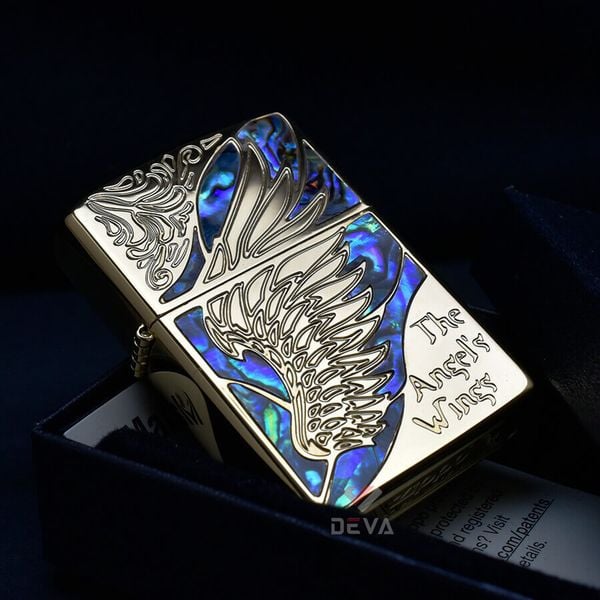 Zippo Khảm Trai Khắc Đôi Cánh Thiên Thần The Angel's Wings ZN57