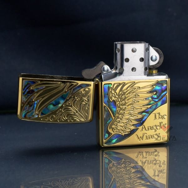 Zippo Khảm Trai Khắc Đôi Cánh Thiên Thần The Angel's Wings ZN57