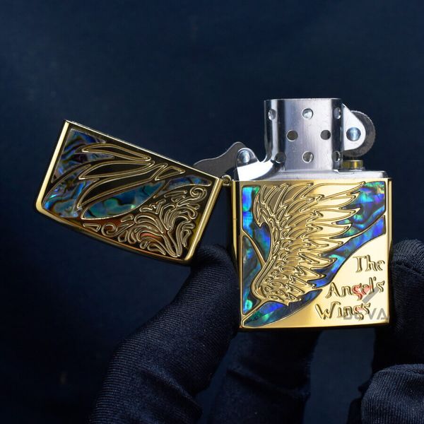 Zippo Khảm Trai Khắc Đôi Cánh Thiên Thần The Angel's Wings ZN57