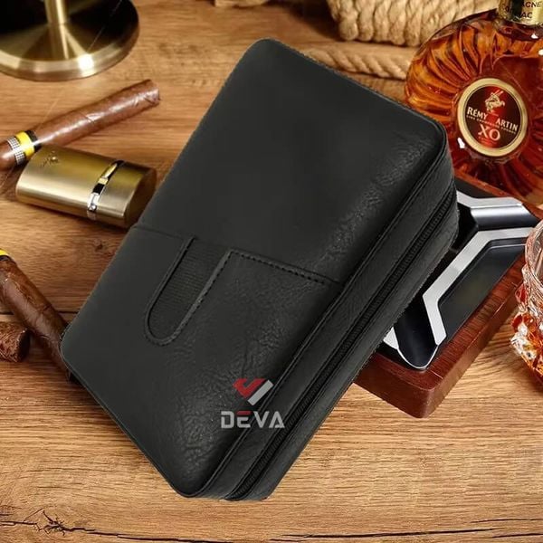 Bao da đựng Cigar 6 điếu Cohiba kèm bật lửa XJ T108