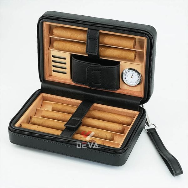 Bao da đựng Cigar 6 điếu Cohiba kèm bật lửa XJ T108