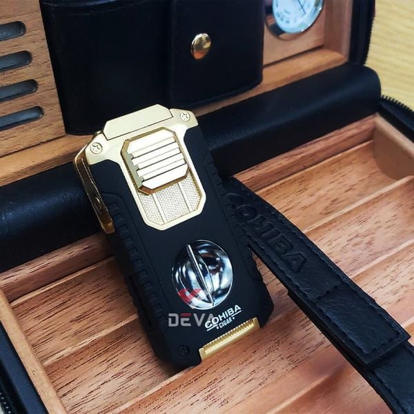 Bao da đựng Cigar 6 điếu Cohiba kèm bật lửa XJ T108