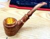 Tẩu gỗ sưa cán cong đế bằng ốp miệng mạ vàng Freesize TG07