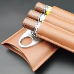 Bao da Cigar có dao cắt Cohiba da cá sấu loại 3 điếu 3304C