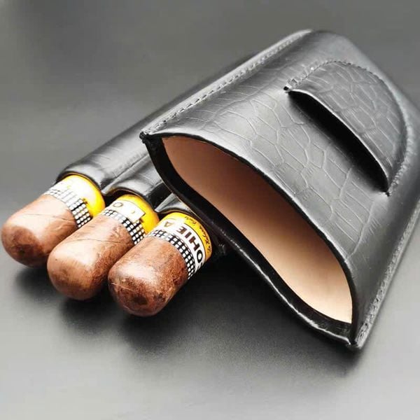 Bao da Cigar có dao cắt Cohiba da cá sấu loại 3 điếu 3304C