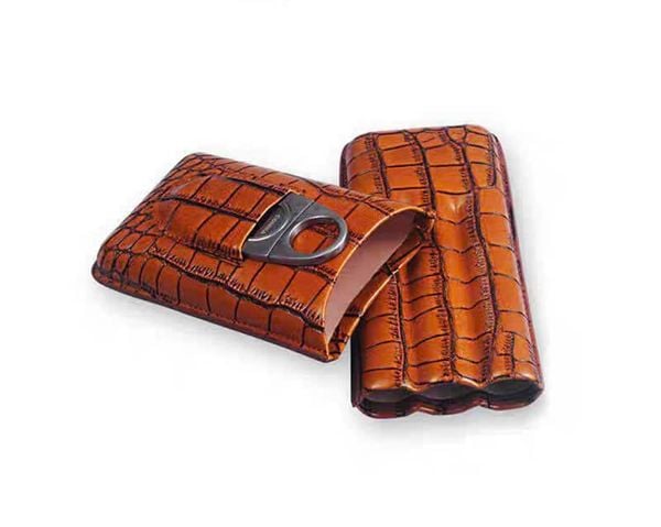 Bao da Cigar có dao cắt Cohiba da cá sấu loại 3 điếu 3304C