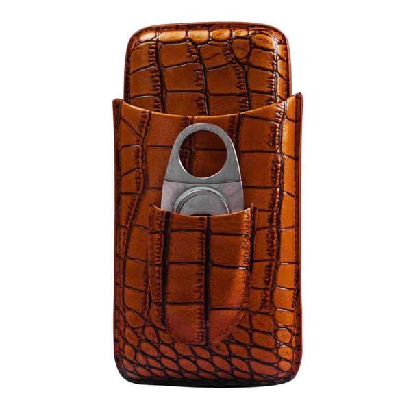 Bao da Cigar có dao cắt Cohiba da cá sấu loại 3 điếu 3304C