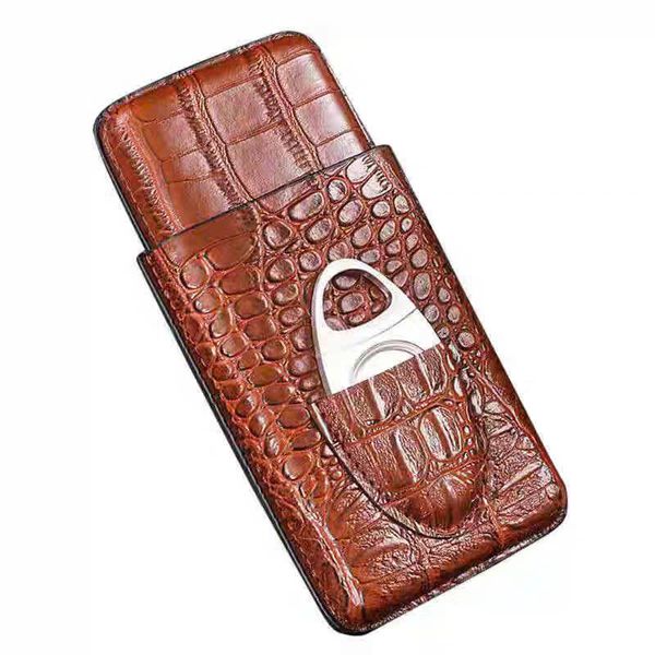 Bao da Cigar có dao cắt Cohiba da cá sấu loại 3 điếu 3304C