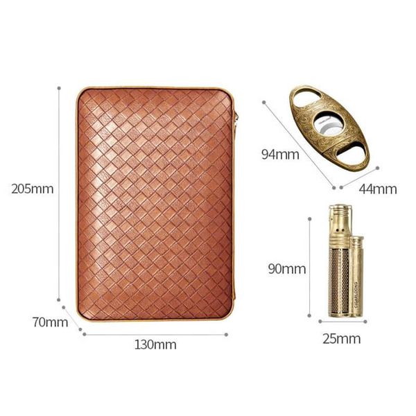 Bao da 4 khay có dao cắt và bật lửa Lubinski XJ T113