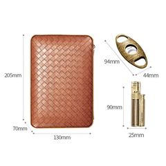 Bao da 4 khay có dao cắt và bật lửa Lubinski XJ T113