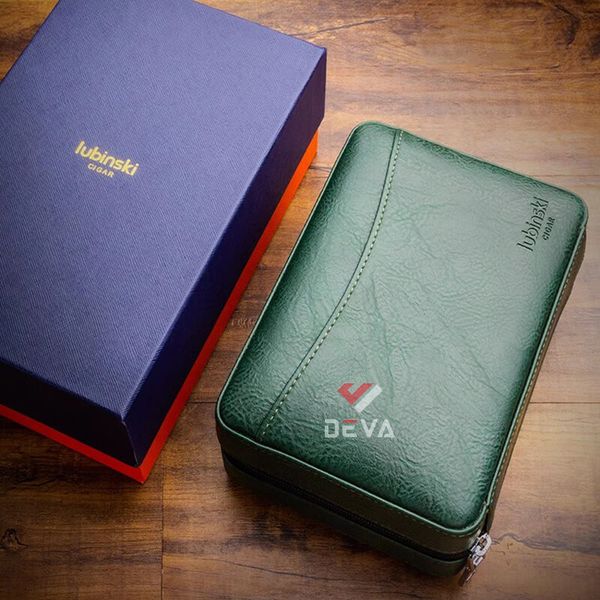Set bao da Cigar 6 điếu Lubinski kèm bật lửa YJA 50023