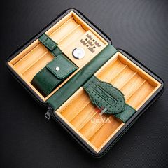 Set bao da Cigar 6 điếu Lubinski kèm bật lửa YJA 50023