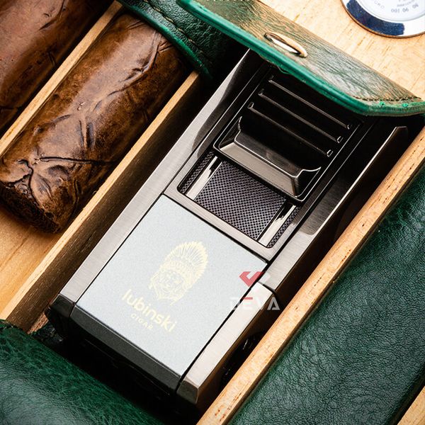 Set bao da Cigar 6 điếu Lubinski kèm bật lửa YJA 50023